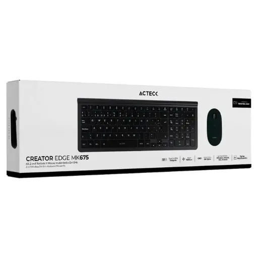 Kit Teclado y Mouse ACTECK CREATOR INSPIRE EDGE MK675 Inalambrico USB 2.4Ghz Ultra Delgado AC-934954
